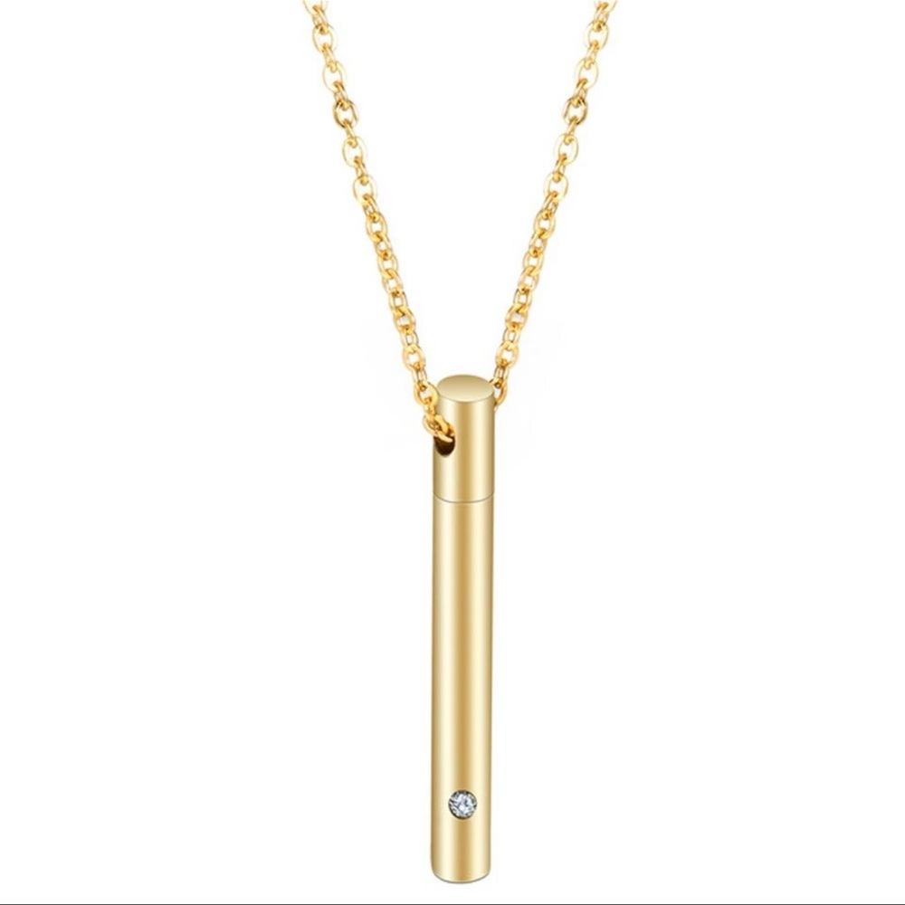 Stainless Steel Hidden Compartment Bar Necklace - Picture 5 of 10